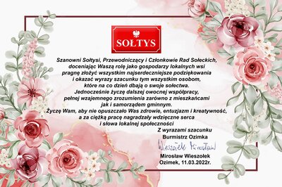 Życzenia z okazji Dnia Sołtysa